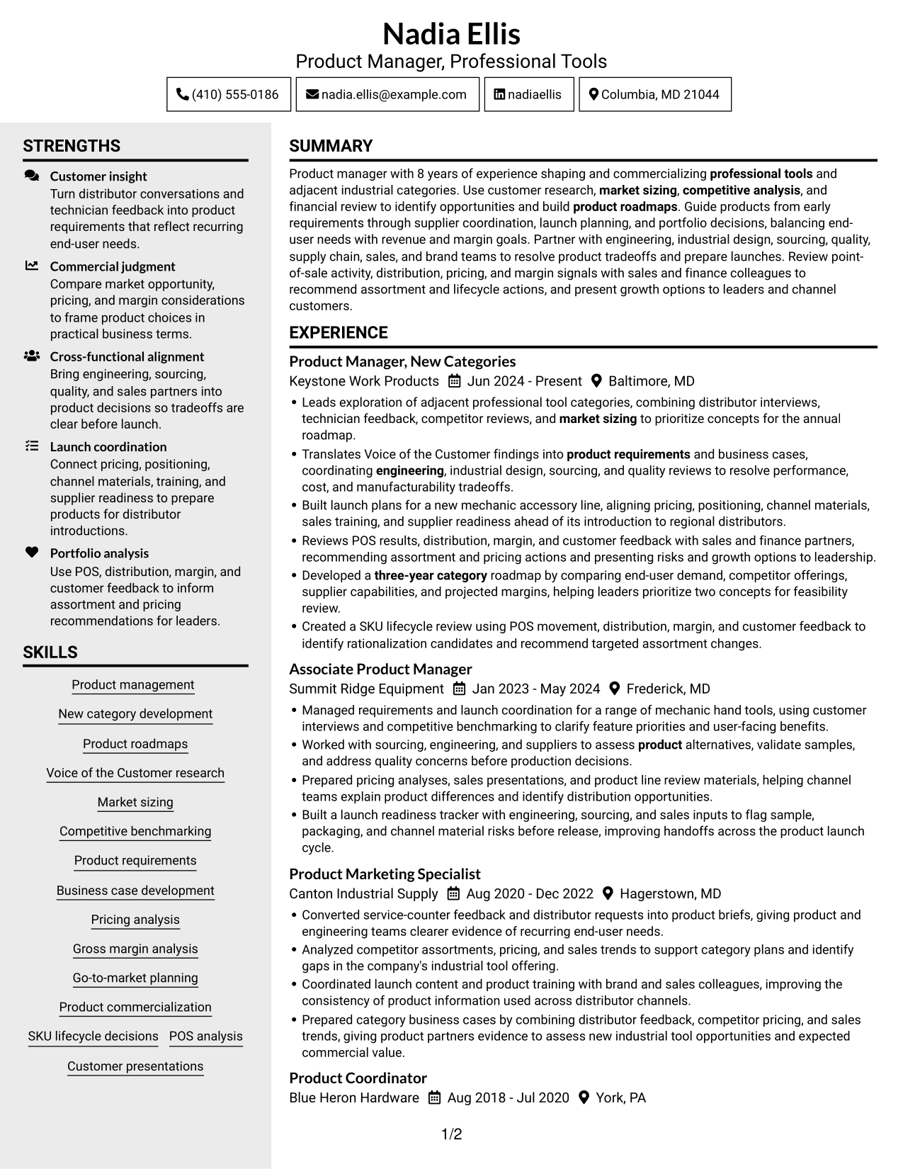 Resume example — page 1