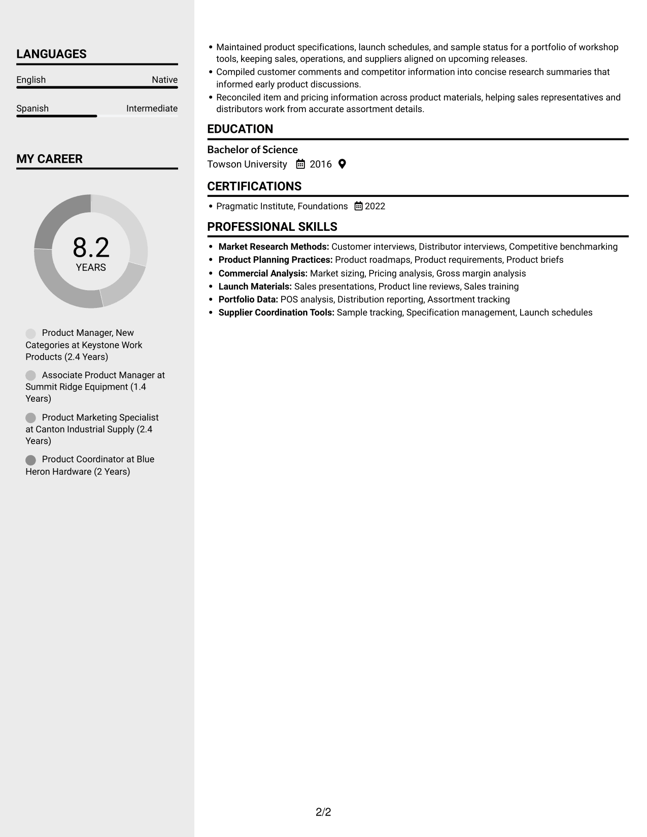 Resume example — page 2