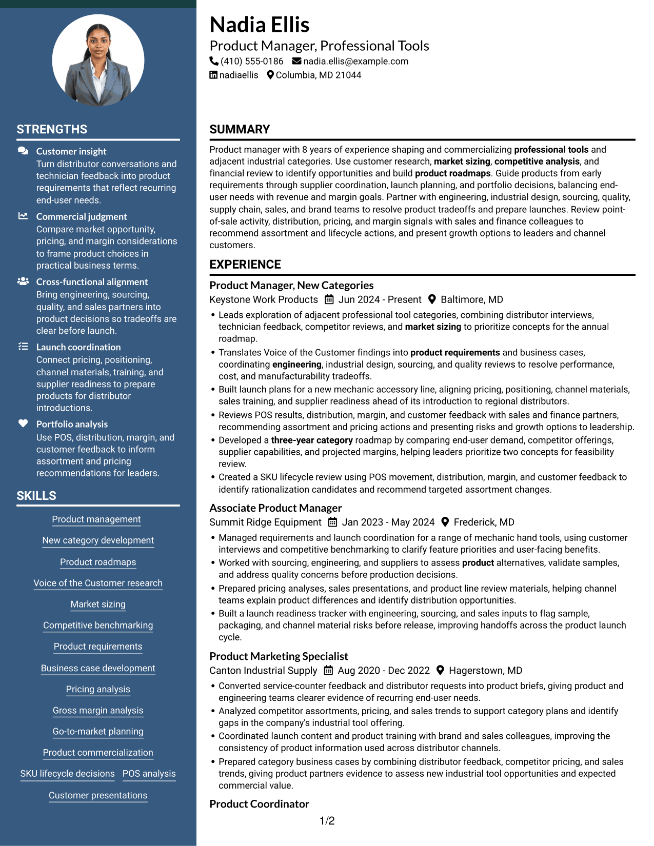 Resume example — page 1