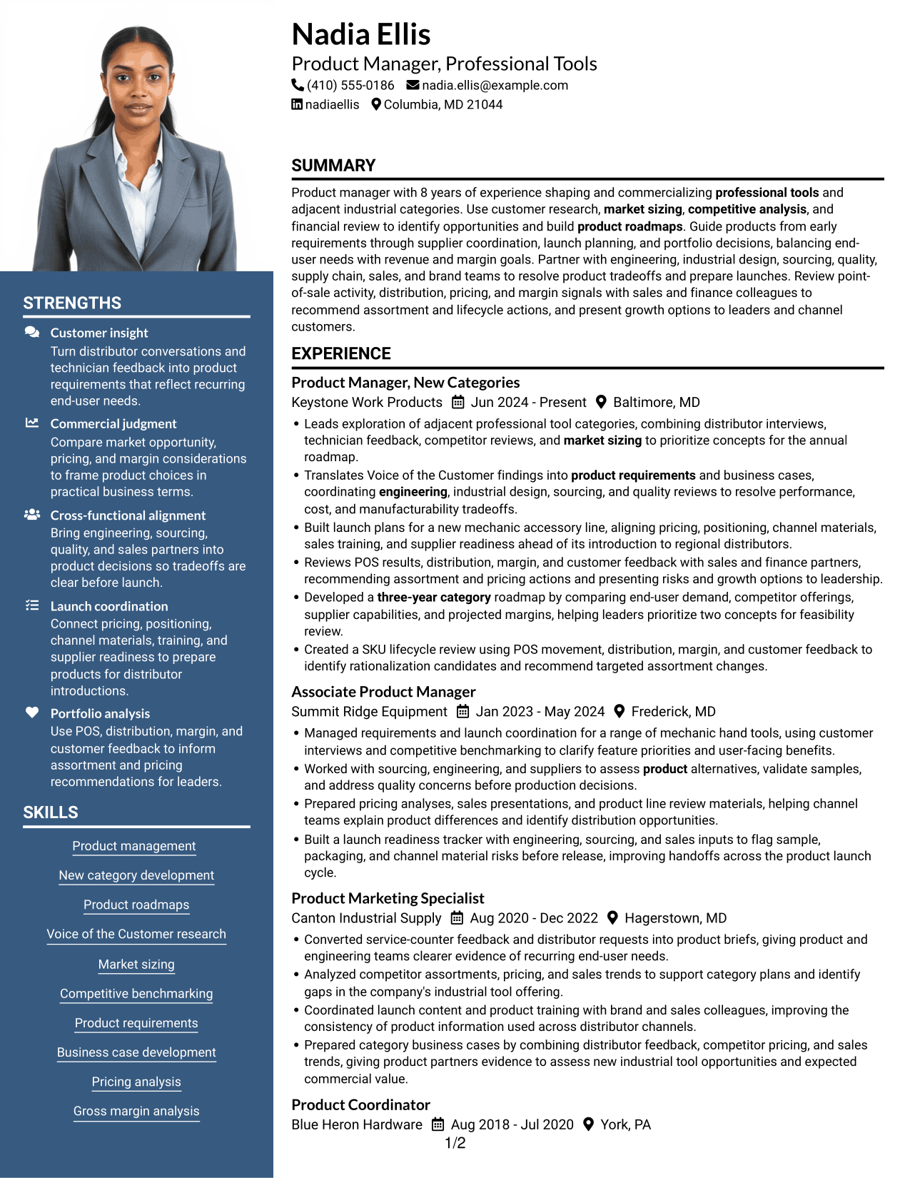 Resume example — page 1