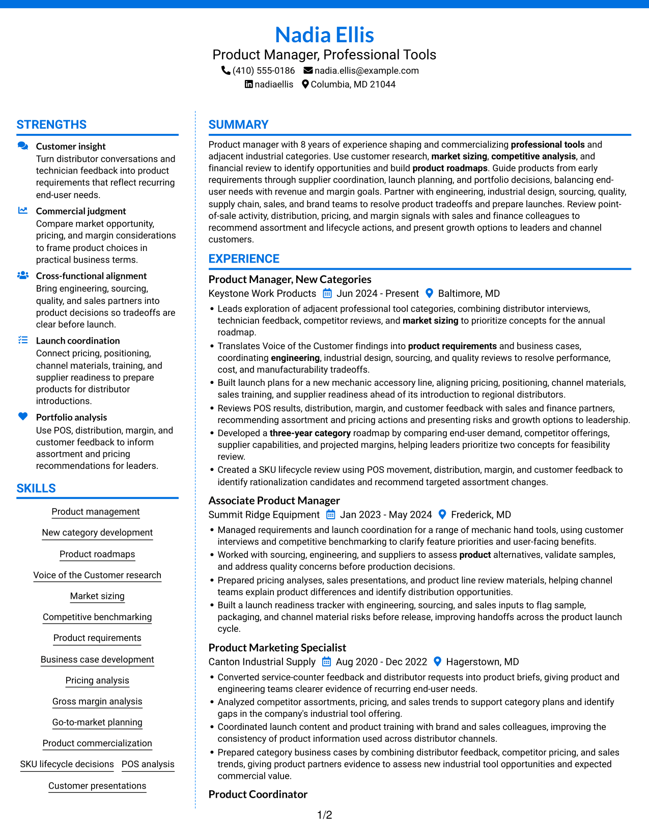 Resume example — page 1