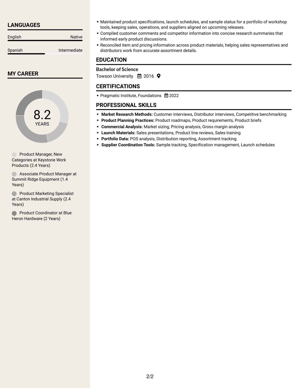 Resume example — page 2
