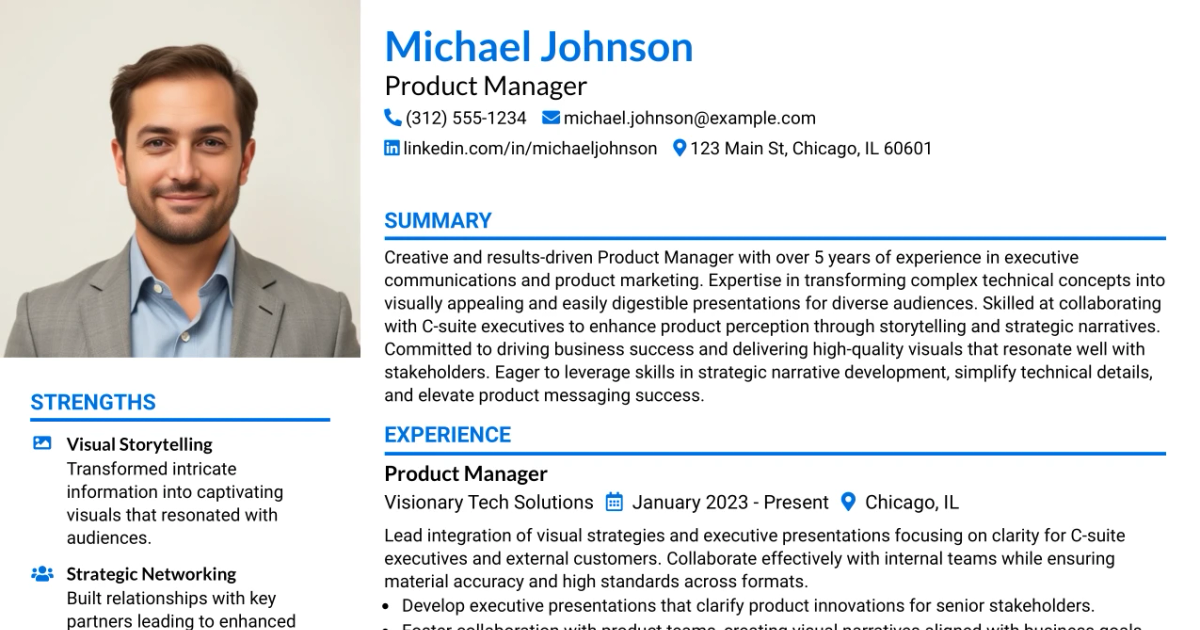 33 Product Manager, Visual Strategy for Customer Zero Resume Templates with Example 2026 (ATS-Optimized)