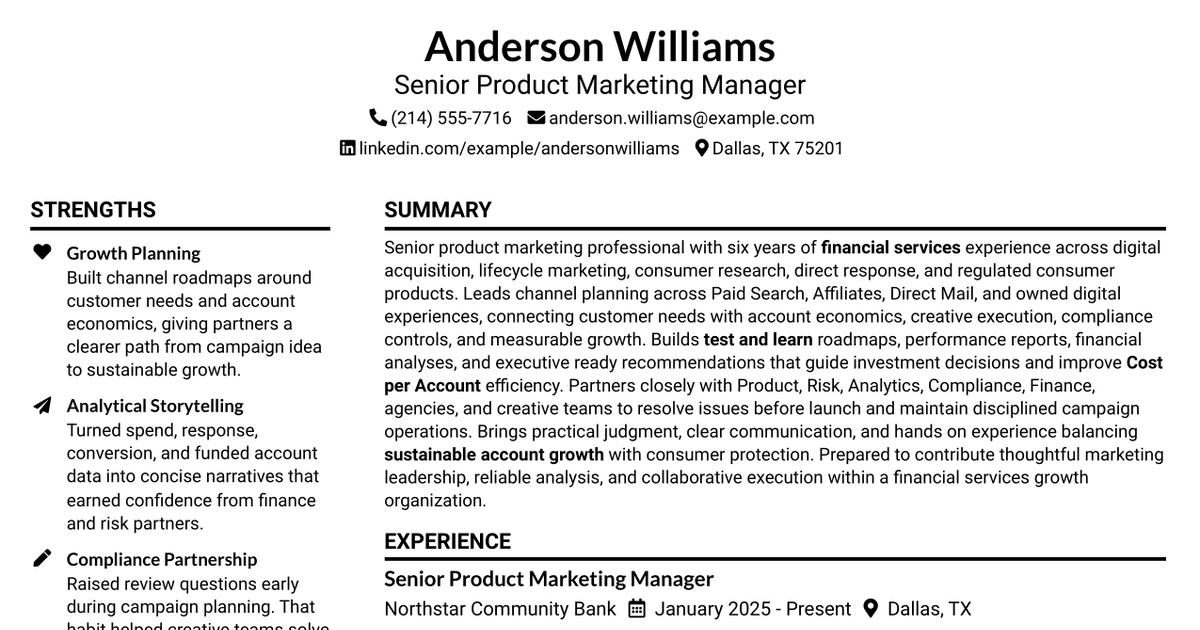 7 Product Marketing Senior Resume Templates with Example