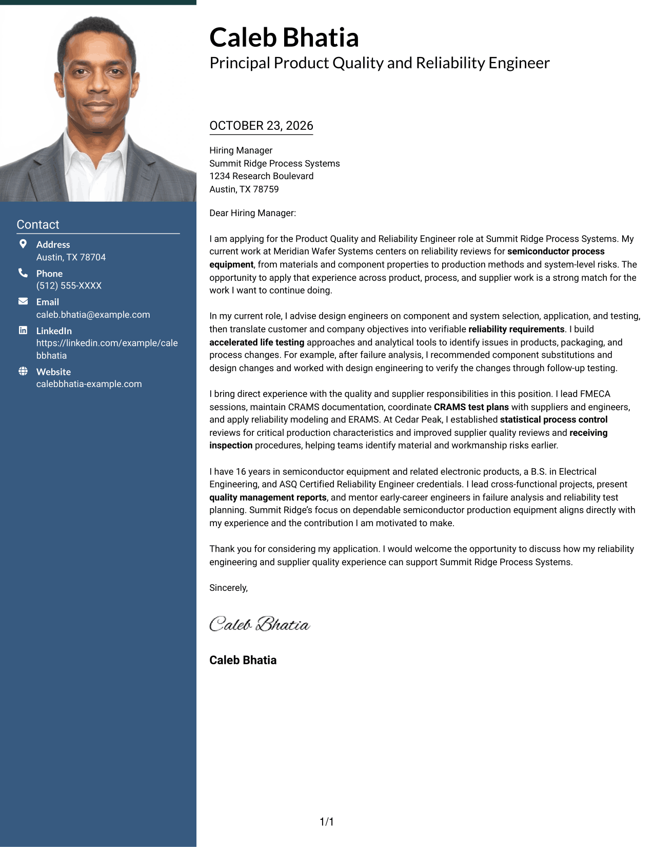 Cover letter example — page 1