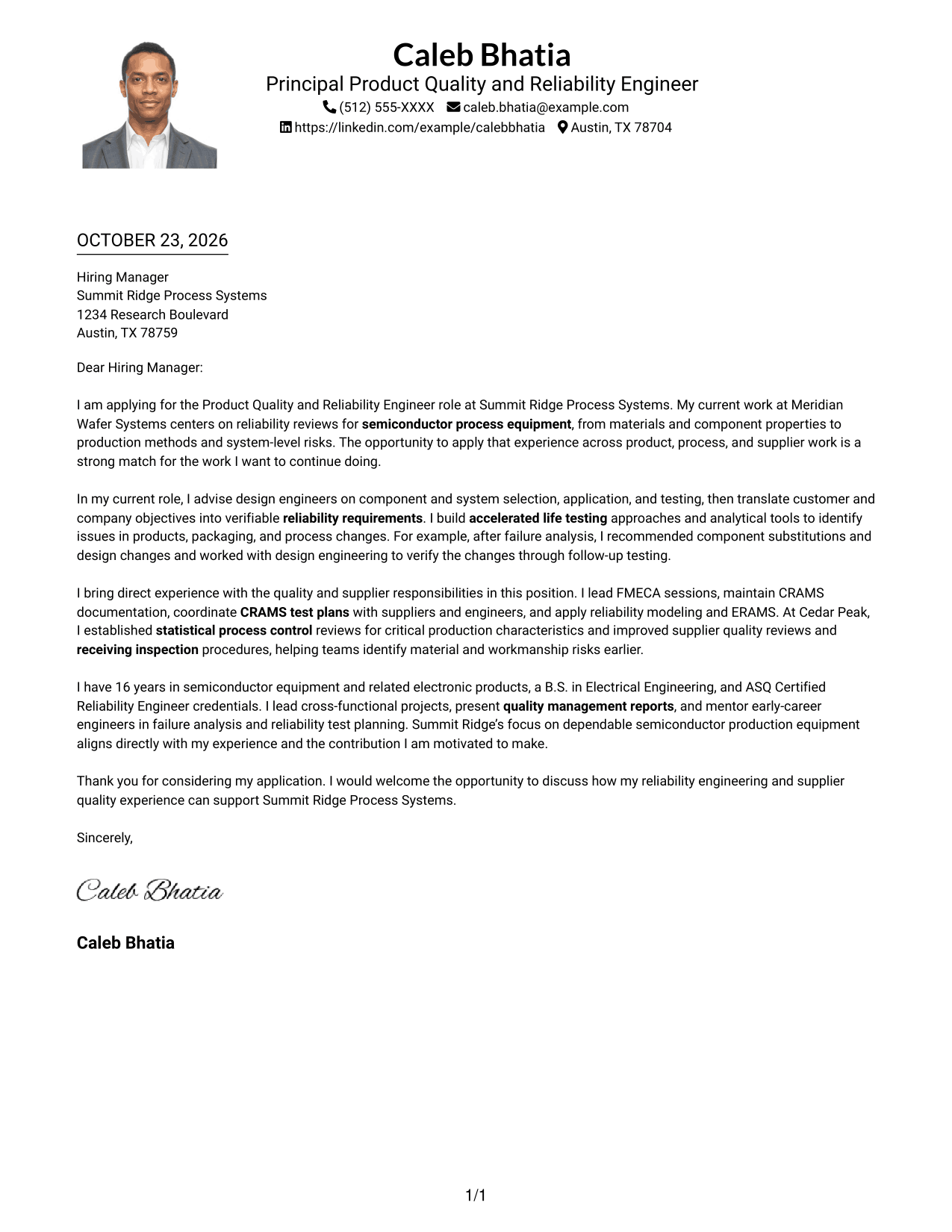 Cover letter example — page 1