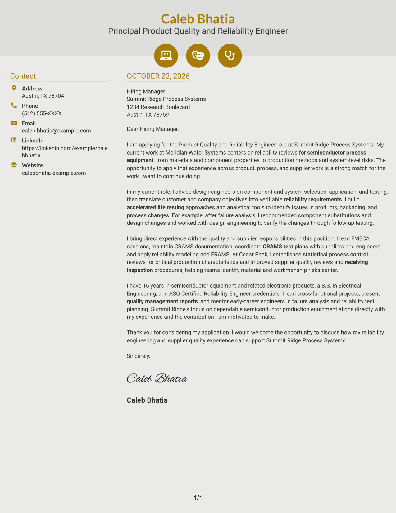Cover letter example — page 1