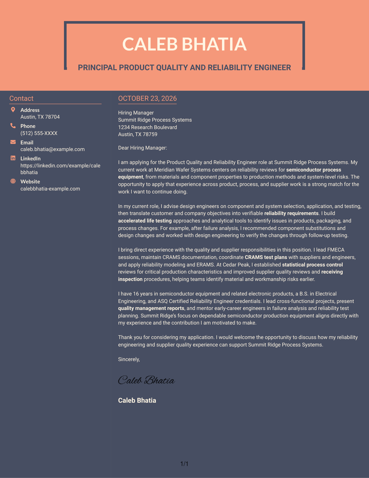 Cover letter example — page 1