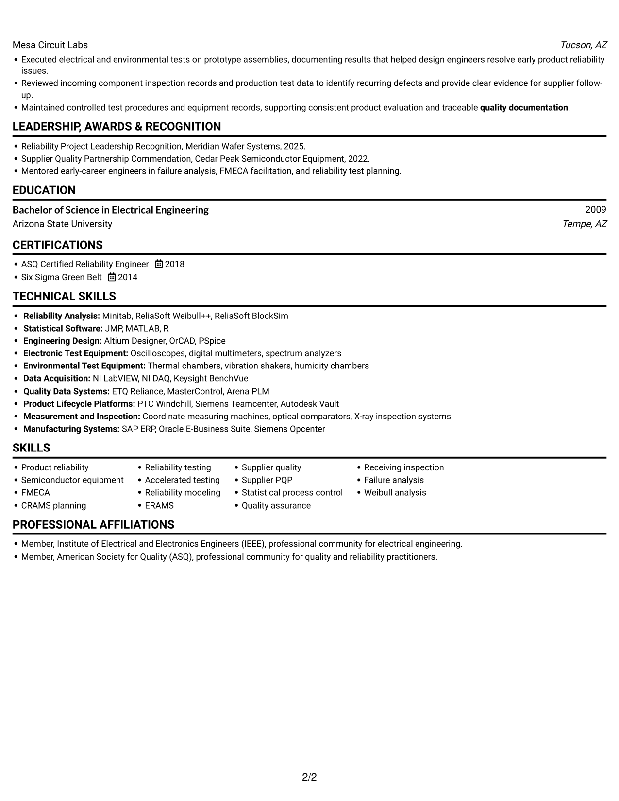 Resume example — page 2