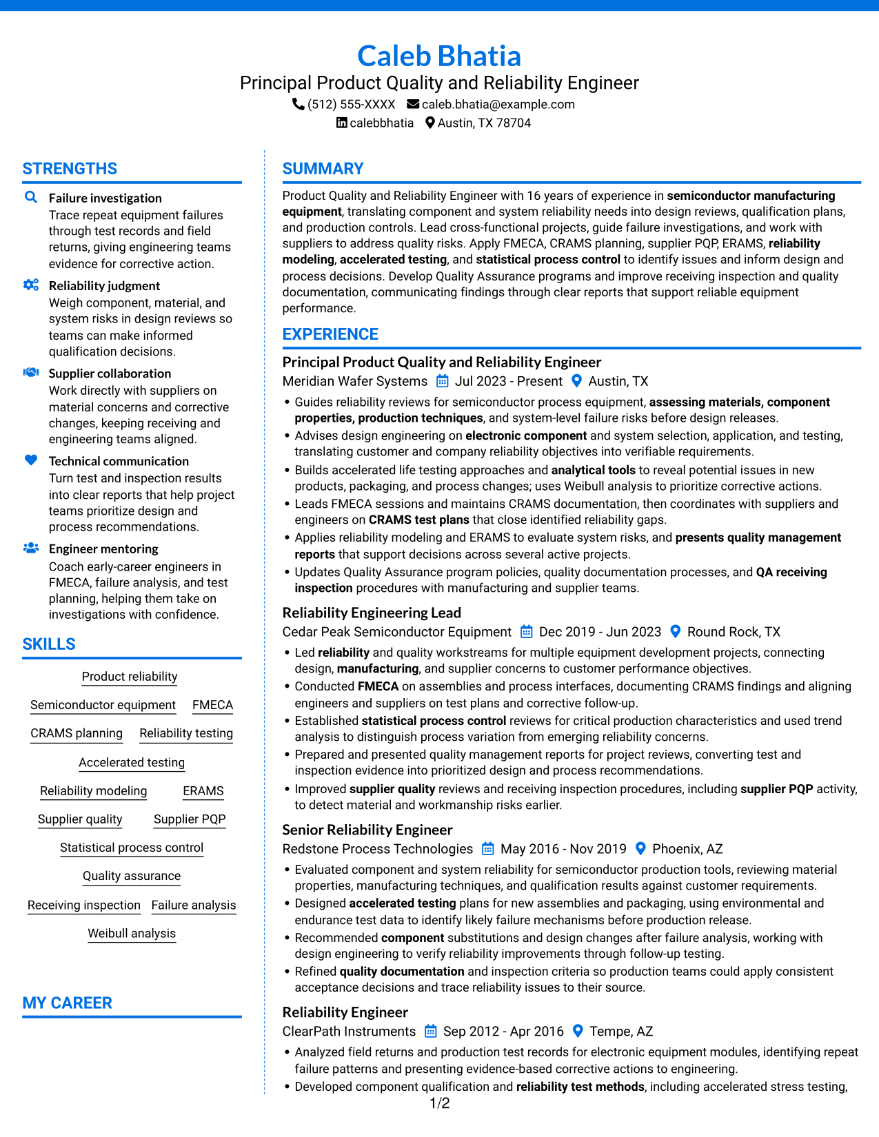 Resume example — page 1