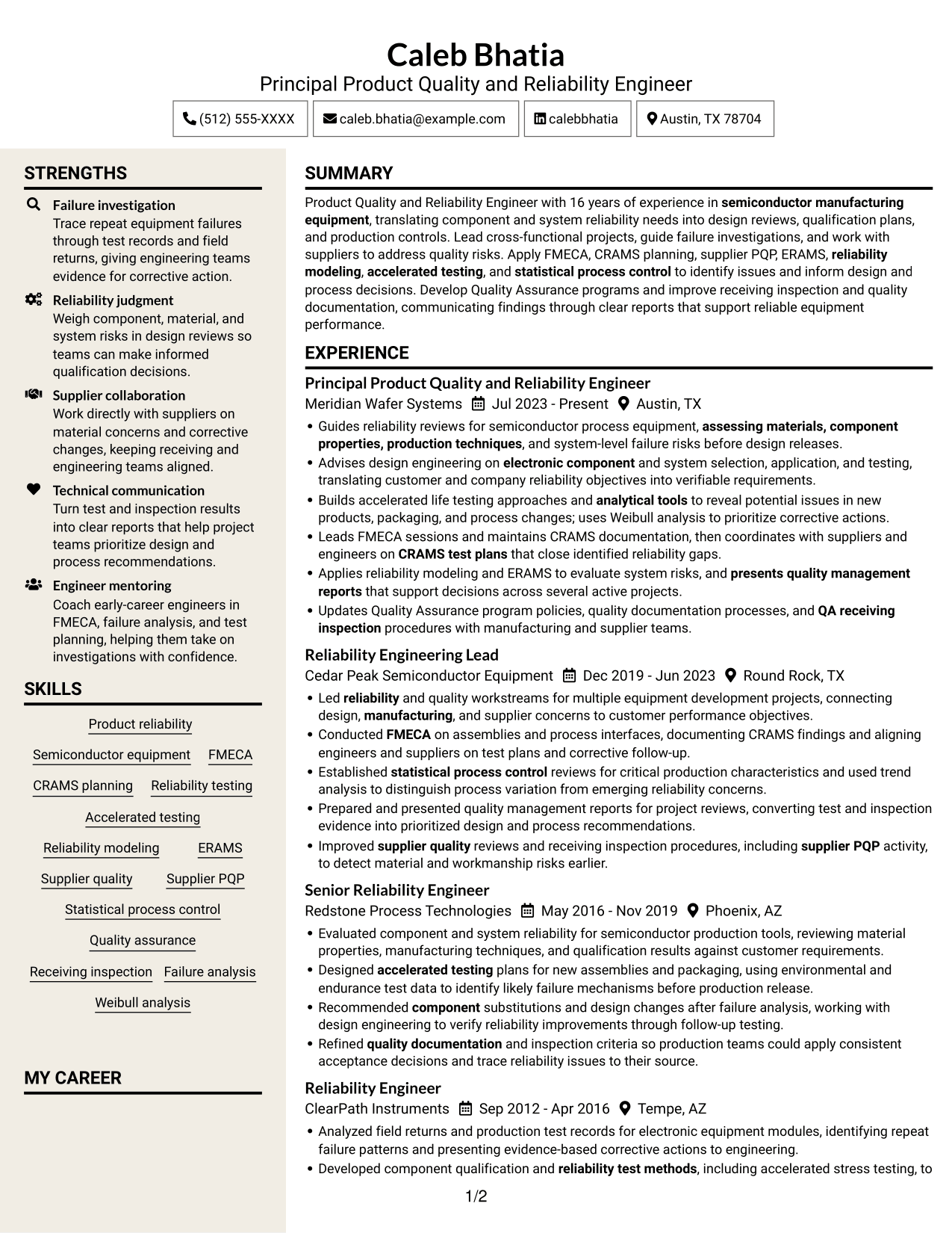 Resume example — page 1