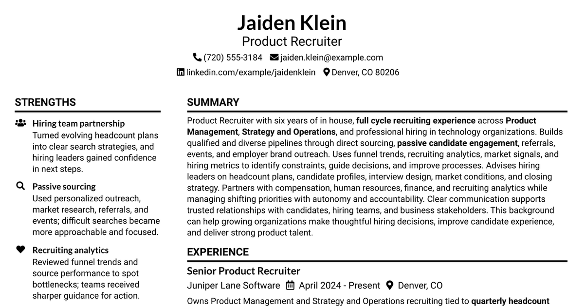 7 Product Recruiter Resume Templates with Example