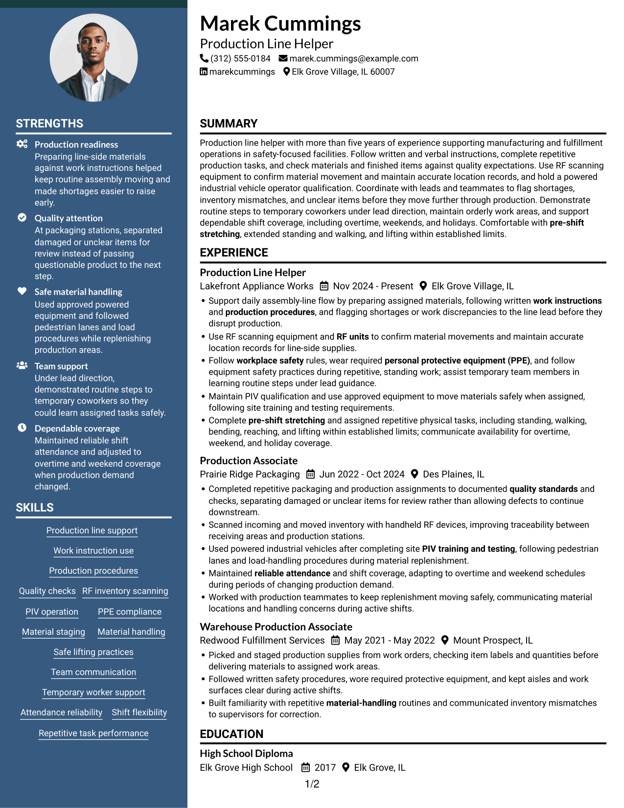 Resume example — page 1