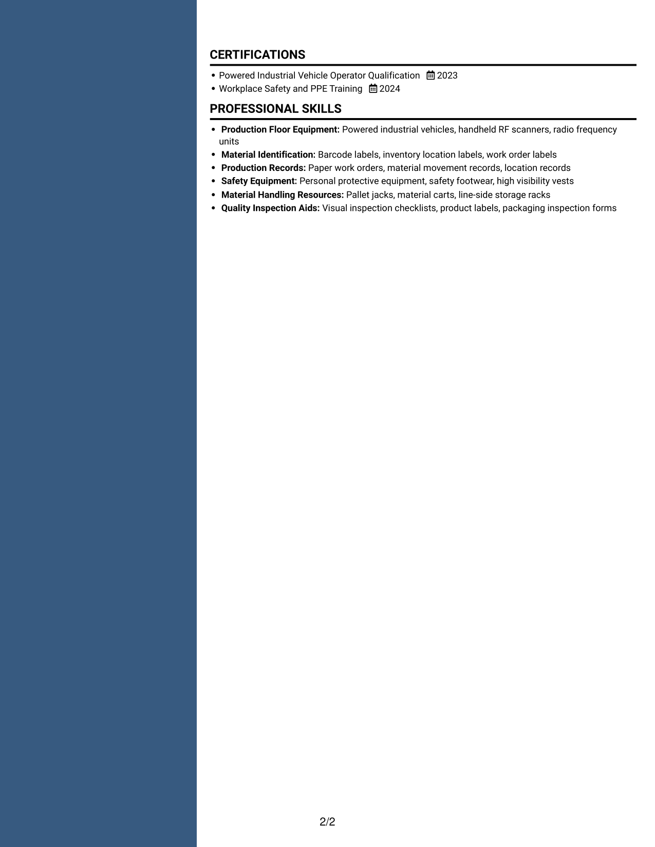 Resume example — page 2