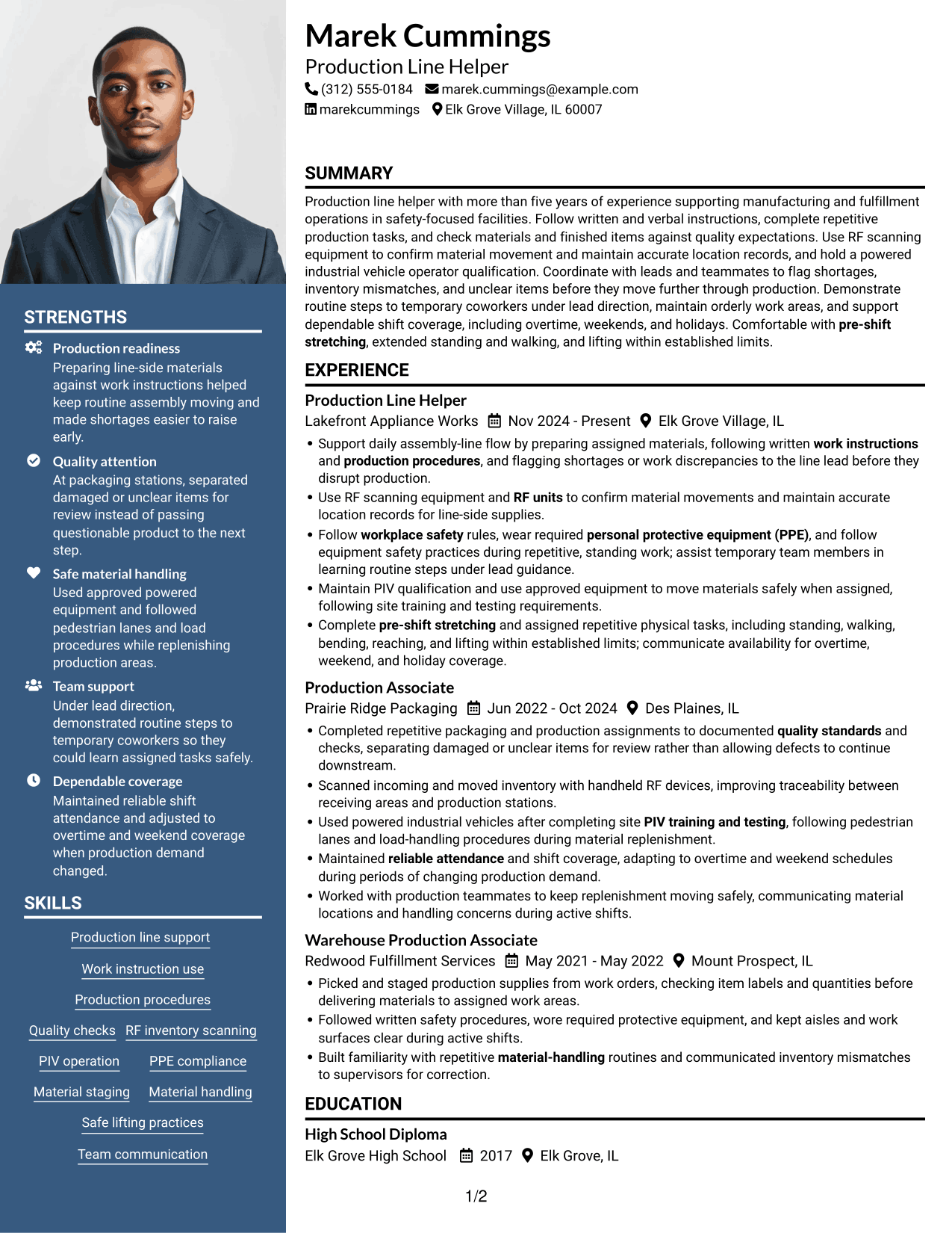 Resume example — page 1