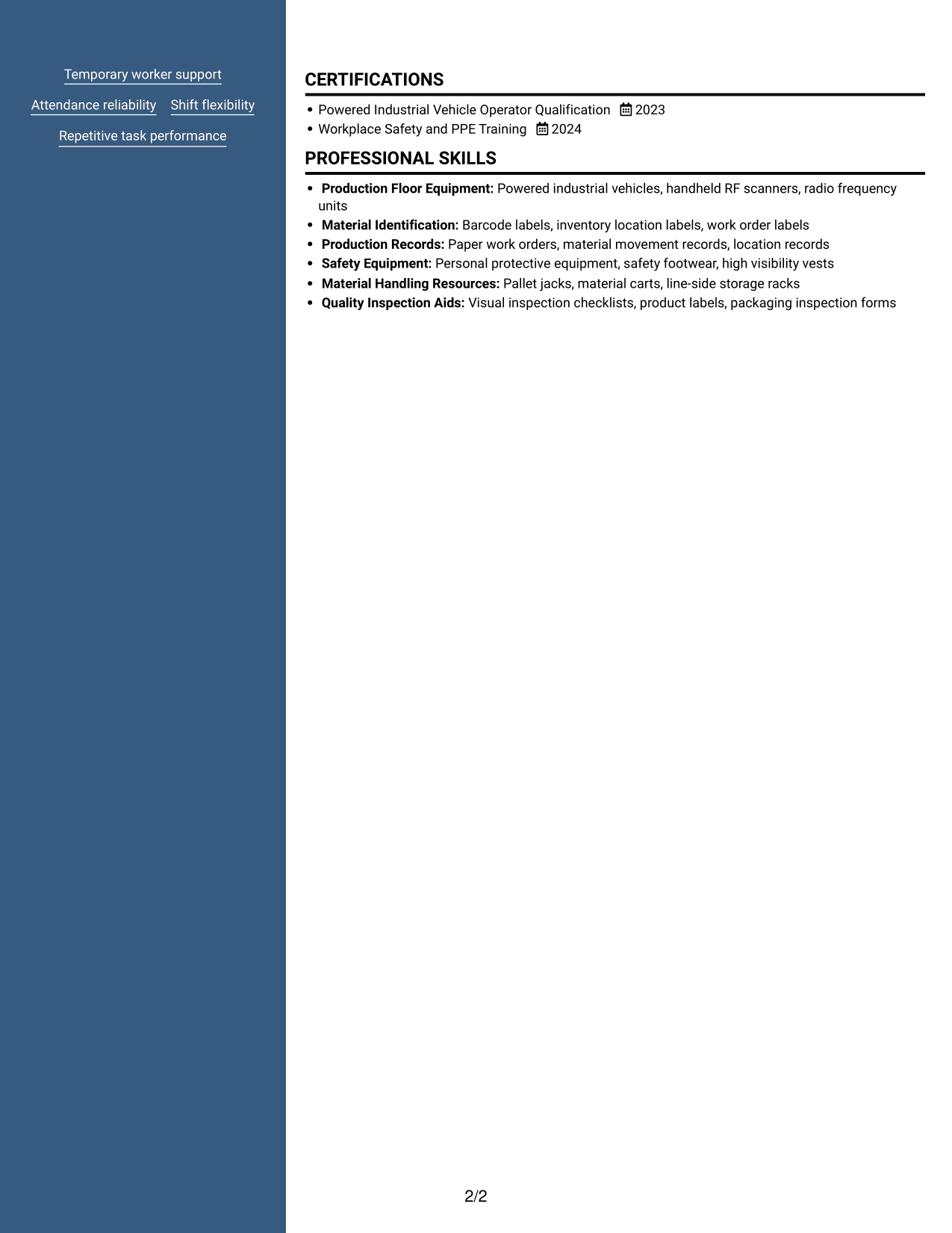Resume example — page 2
