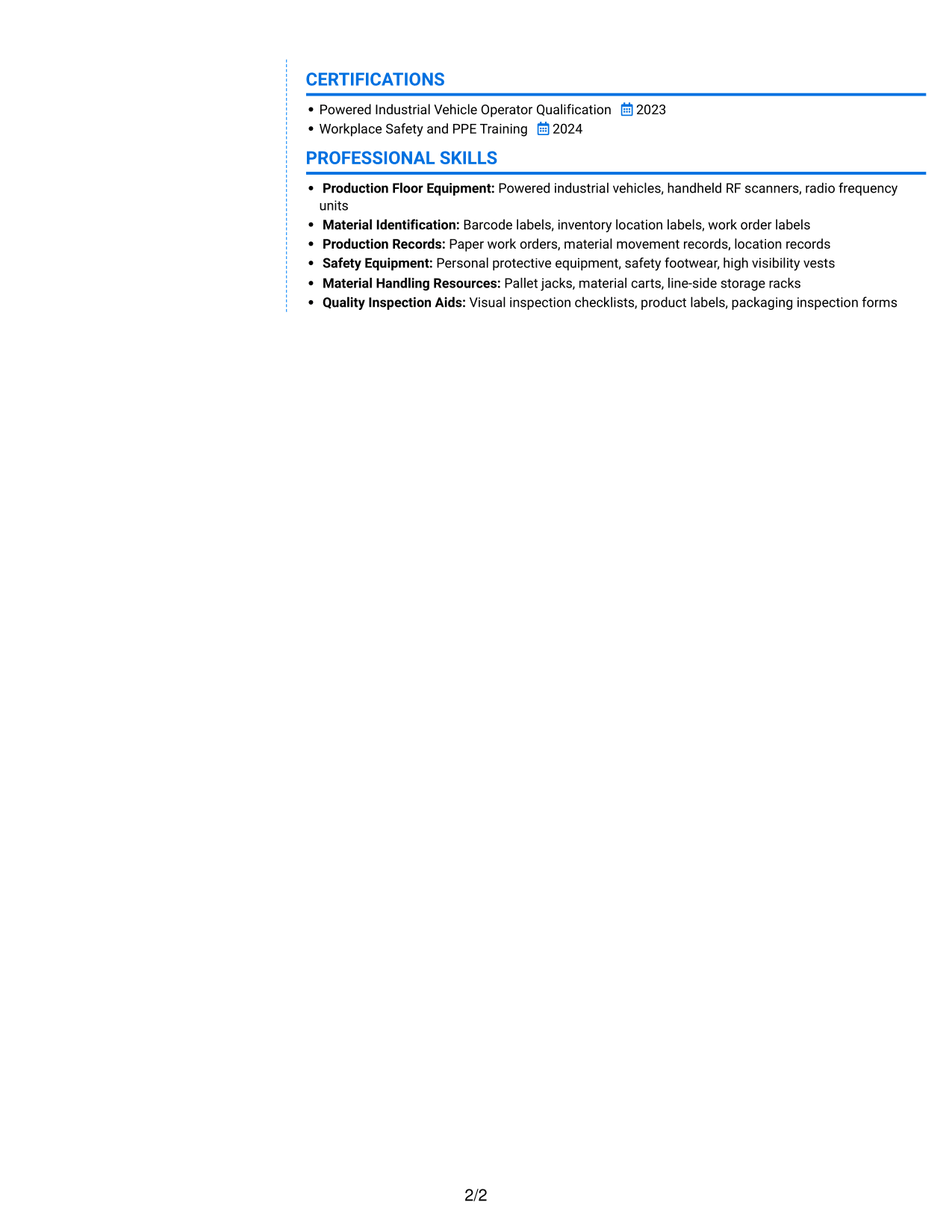Resume example — page 2