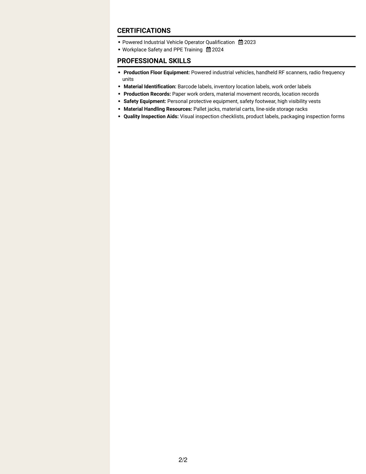 Resume example — page 2