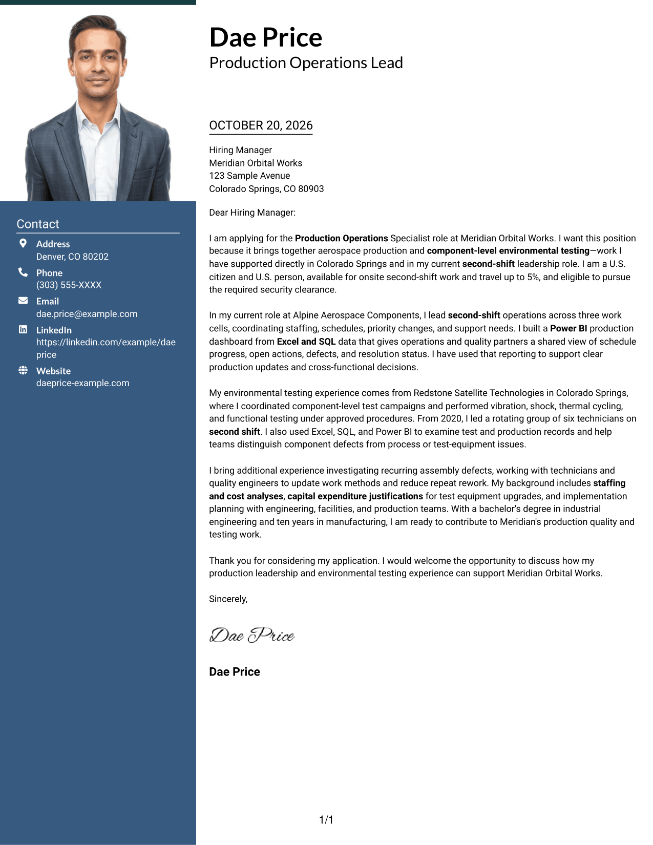 Cover letter example — page 1