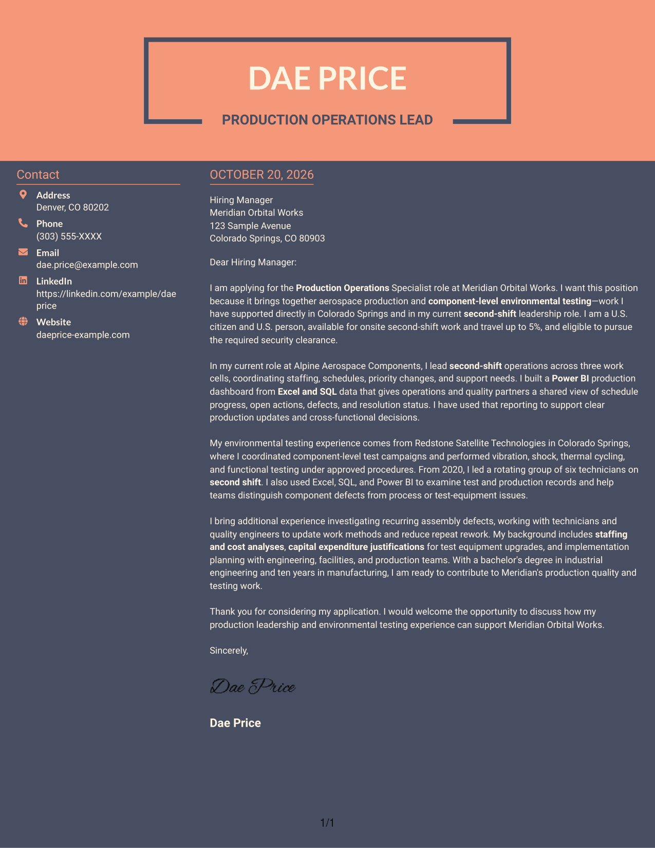 Cover letter example — page 1