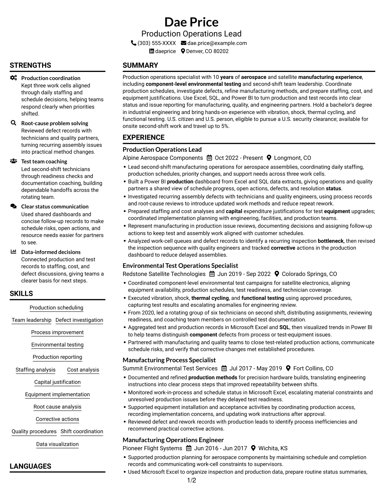 Resume example — page 1