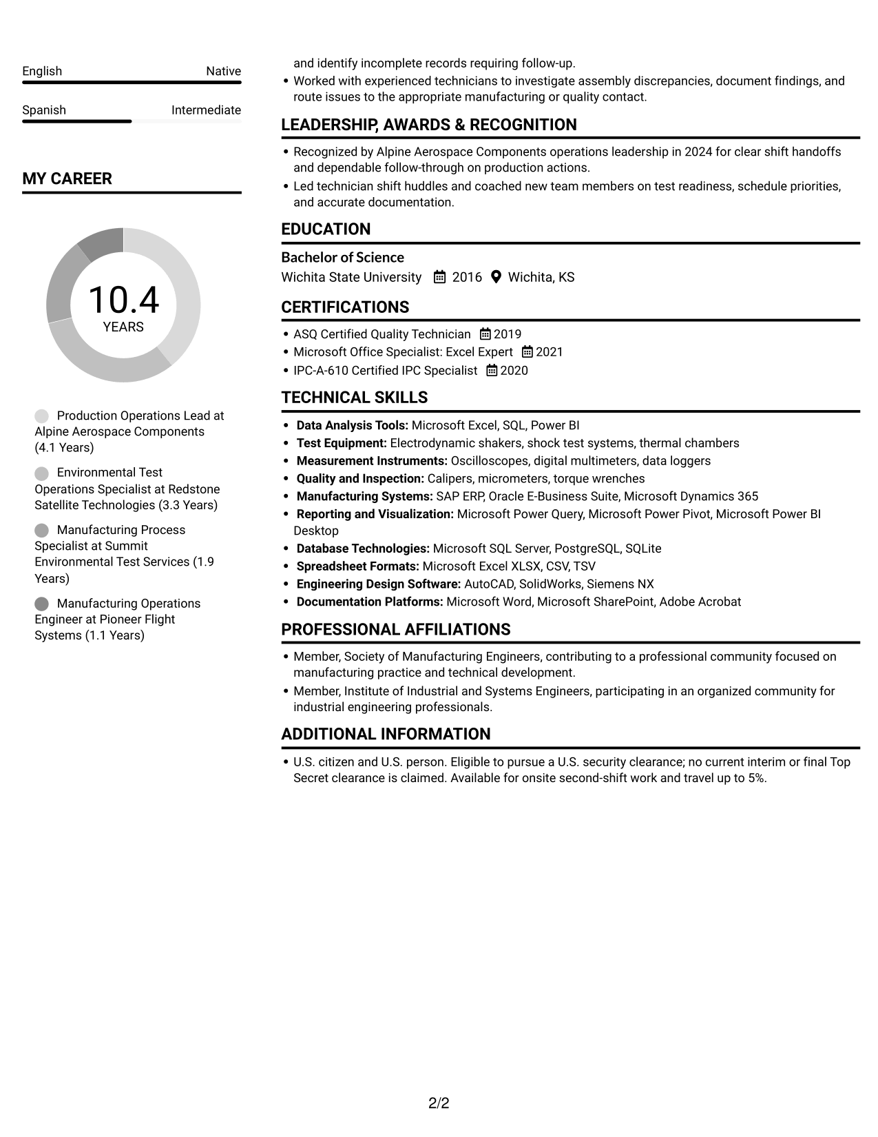Resume example — page 2