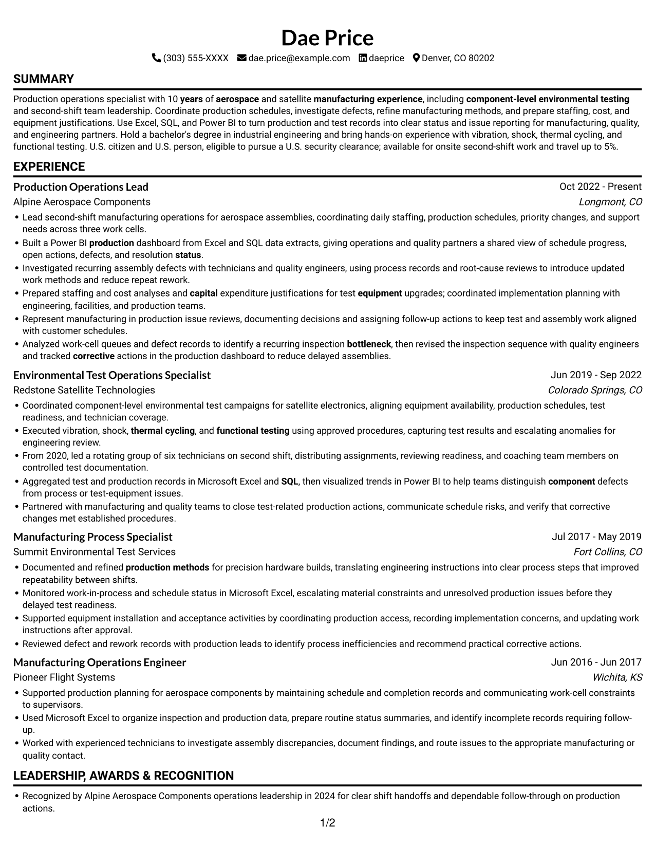 Resume example — page 1