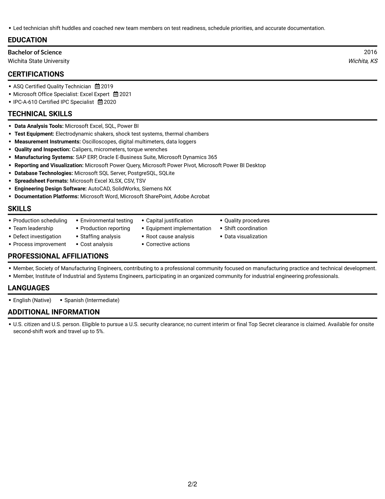 Resume example — page 2