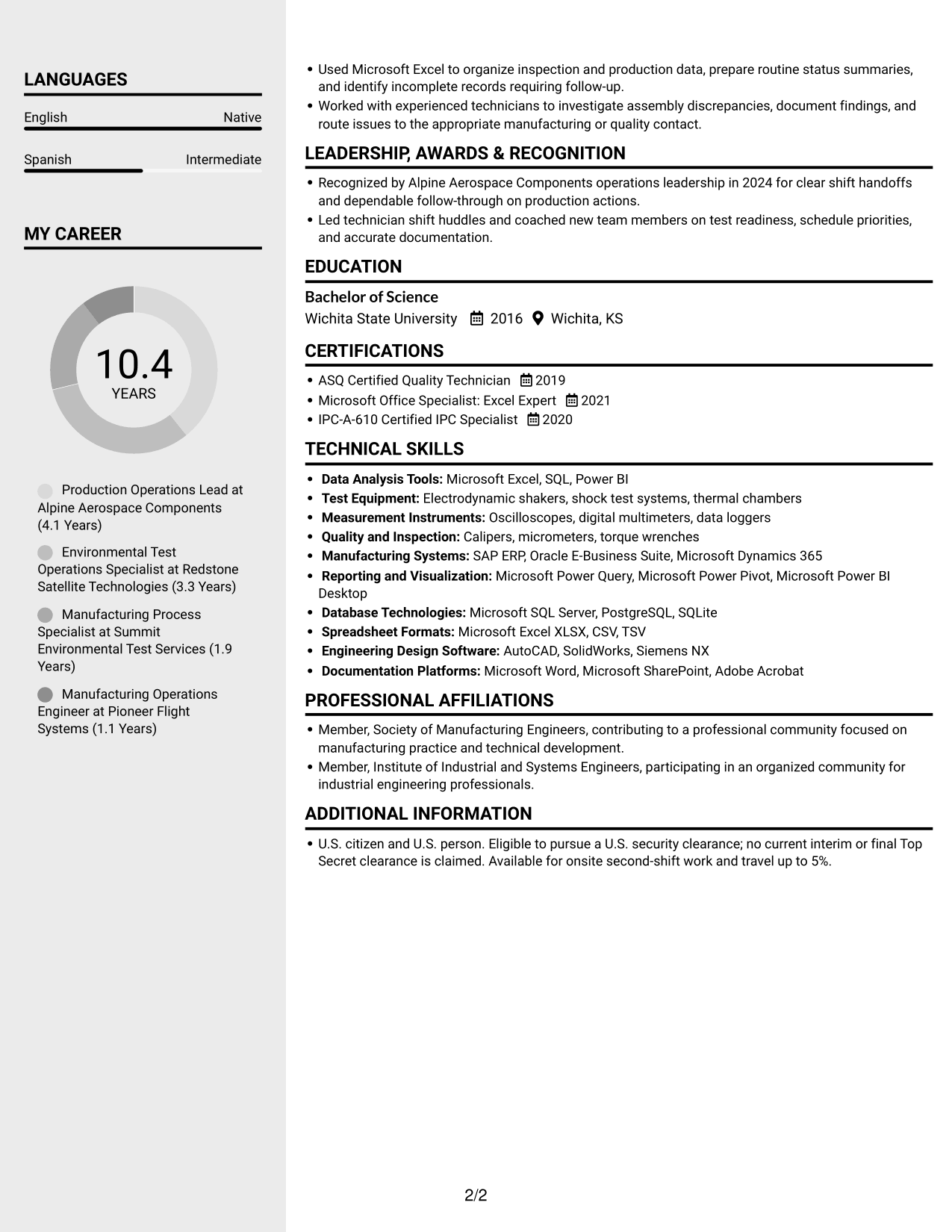 Resume example — page 2
