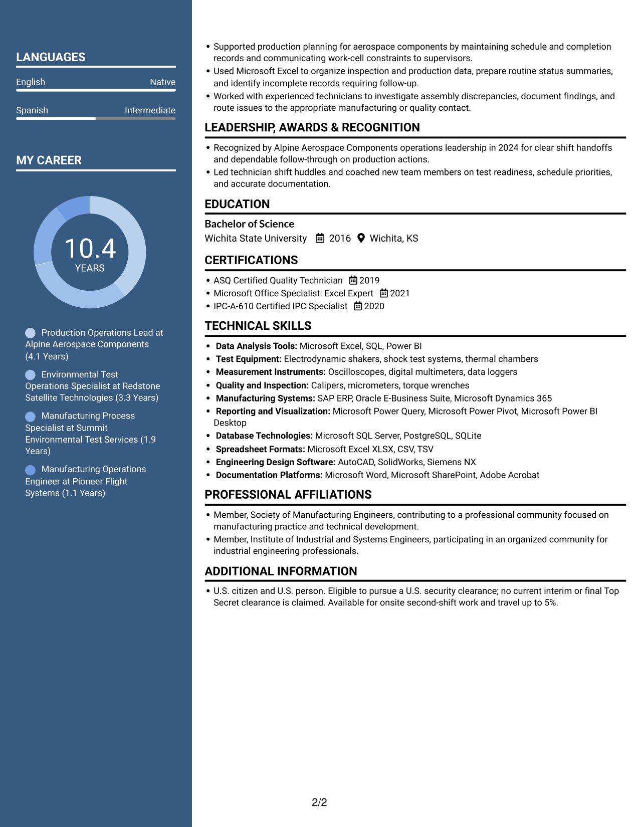 Resume example — page 2