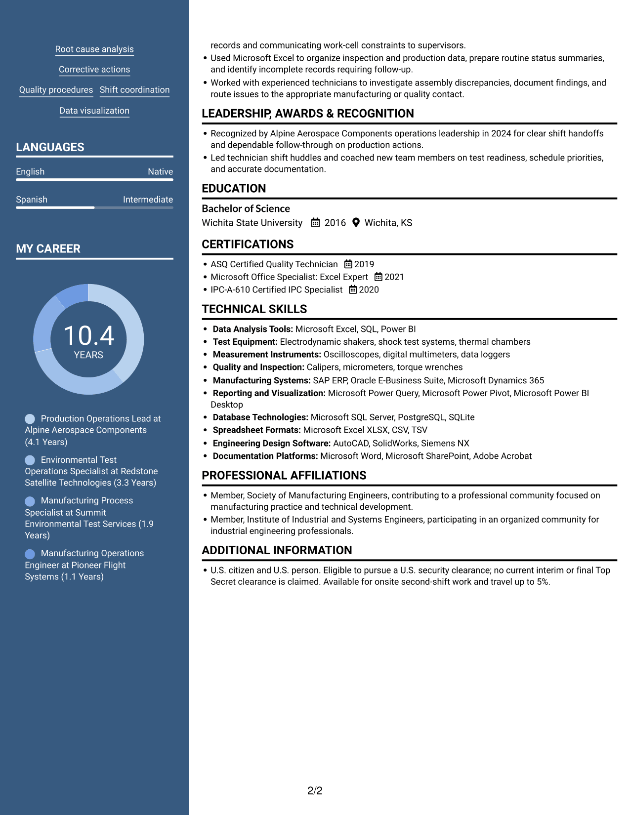 Resume example — page 2