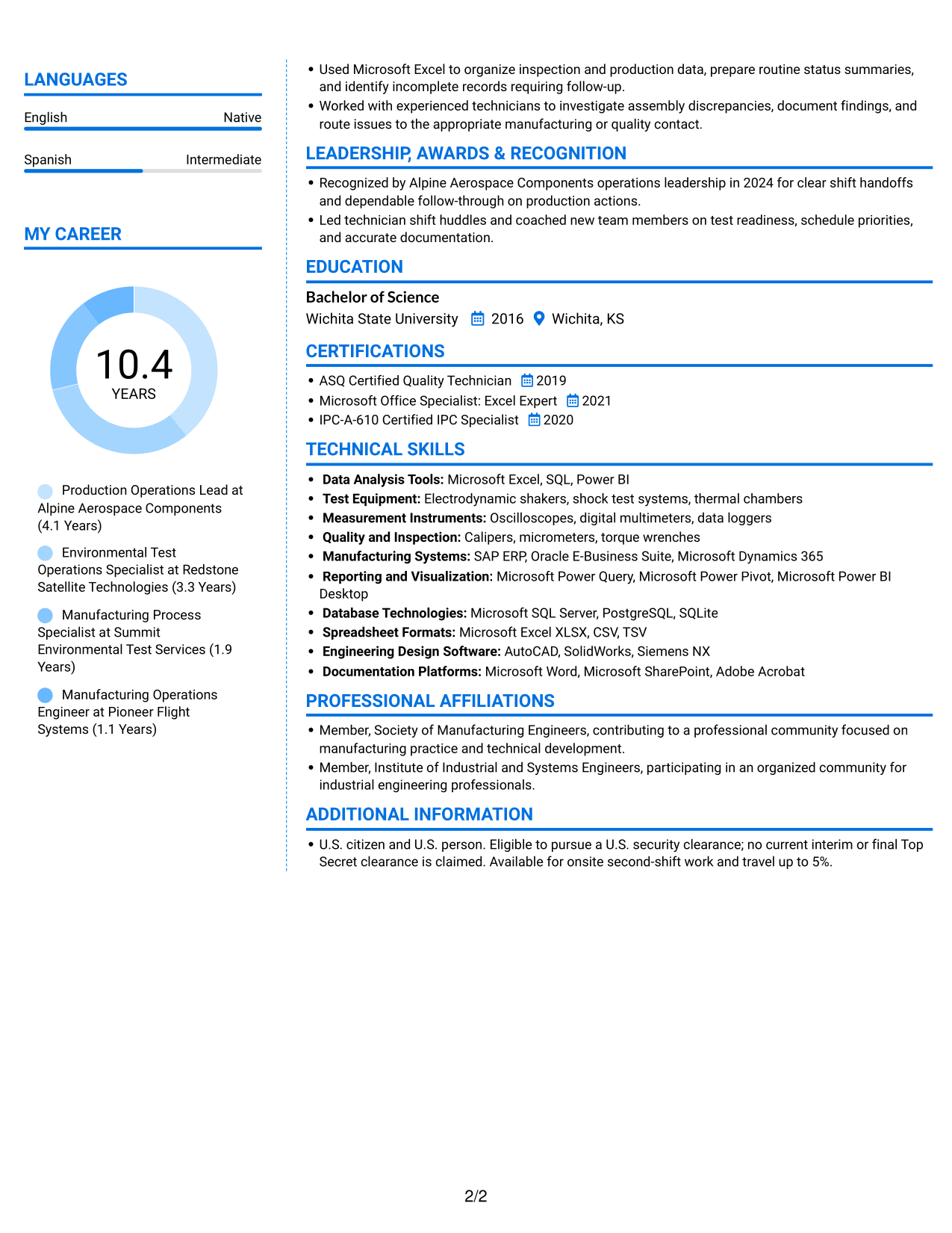 Resume example — page 2