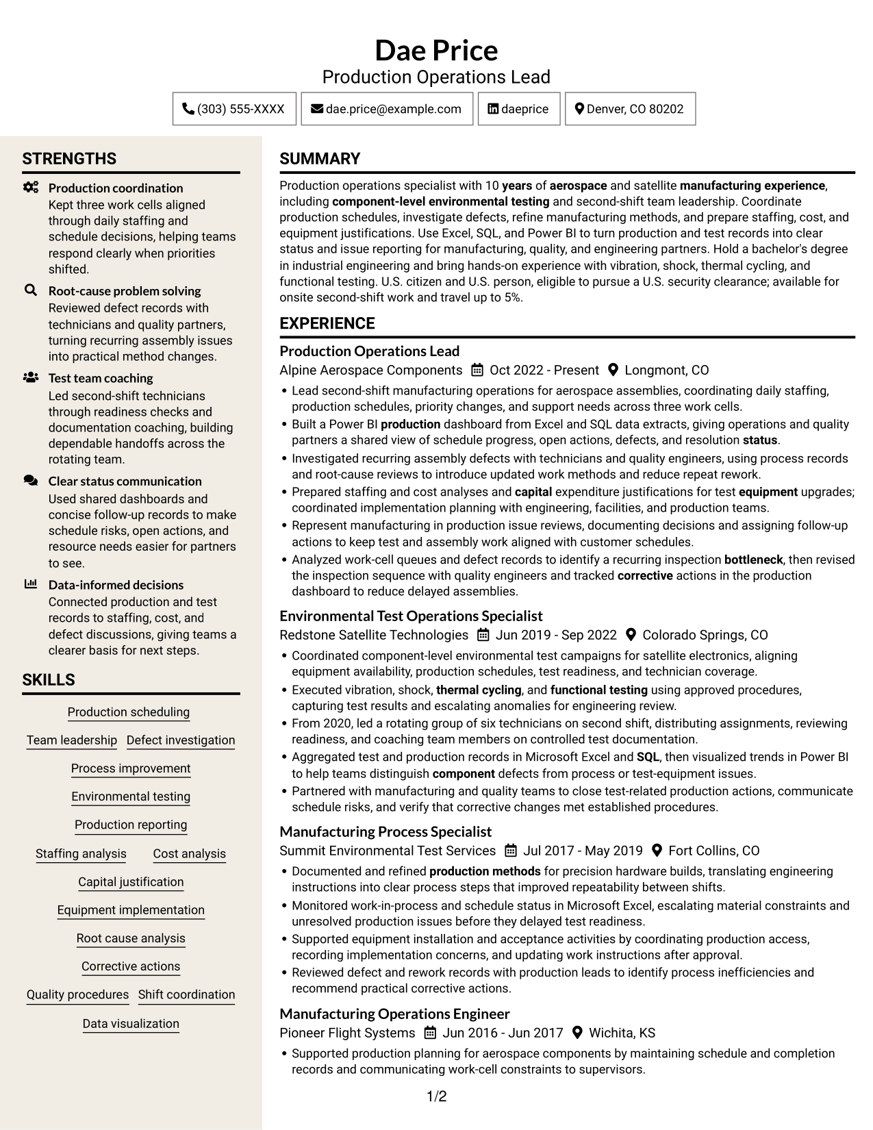 Resume example — page 1