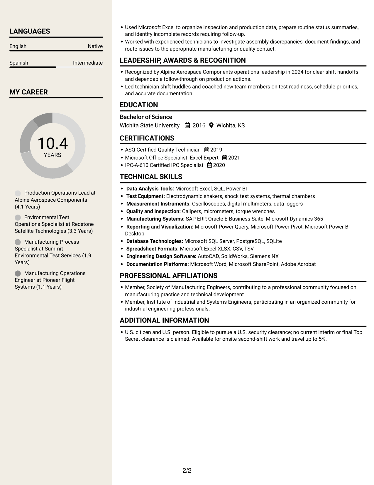 Resume example — page 2
