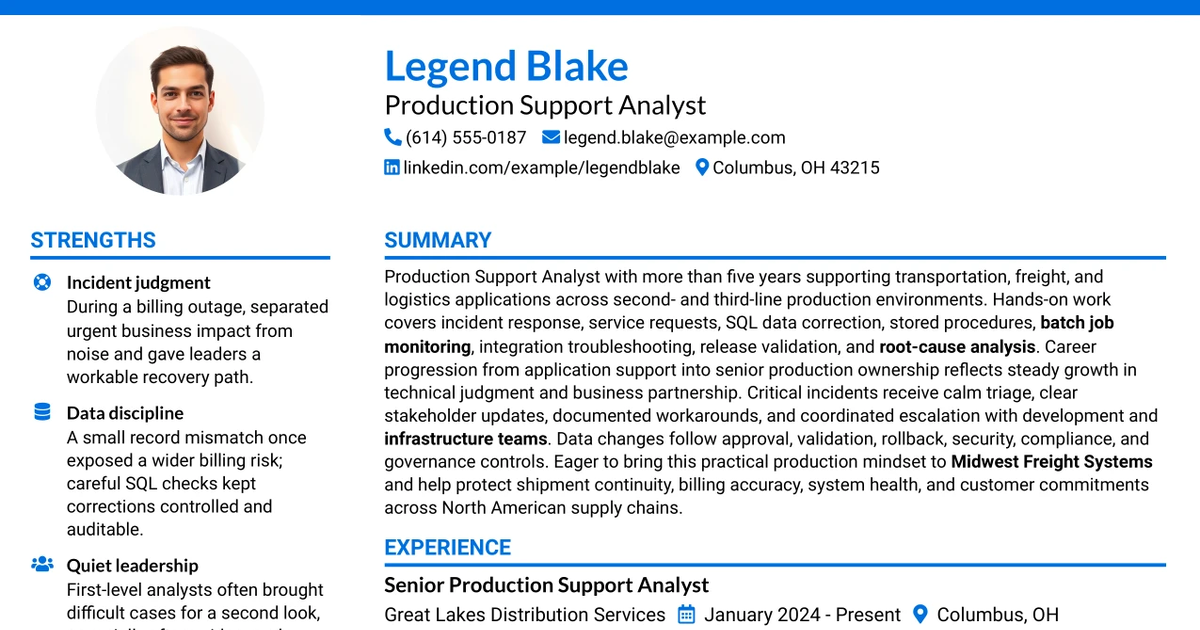 33 Production Support Analyst Resume Templates with Example 2026 (ATS-Optimized)