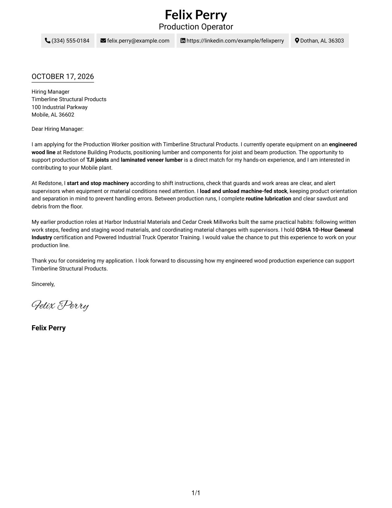 Cover letter example — page 1