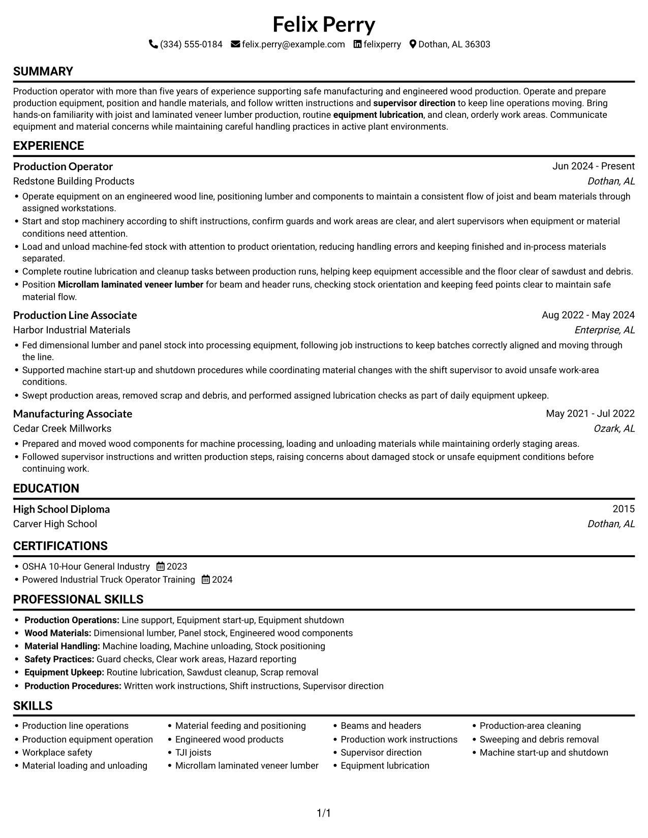 Resume example — page 1