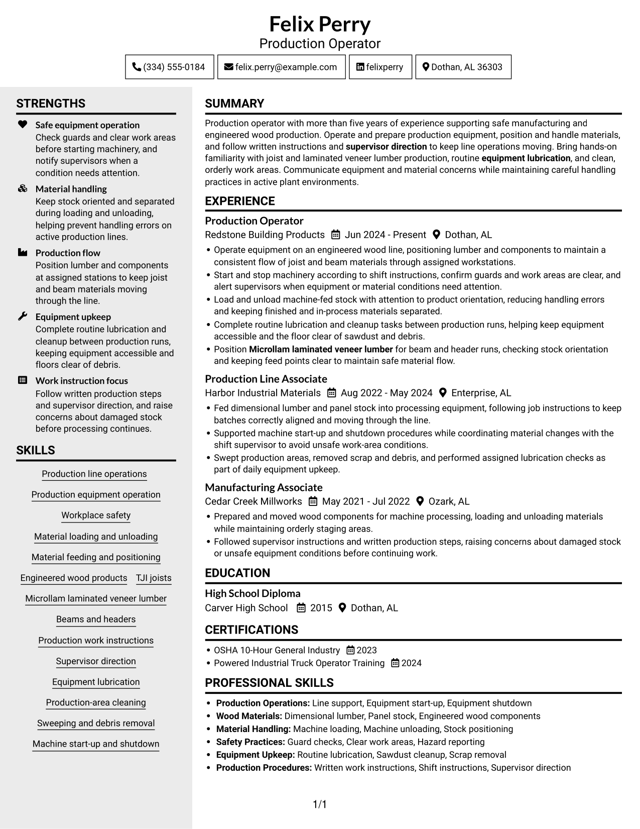 Resume example — page 1