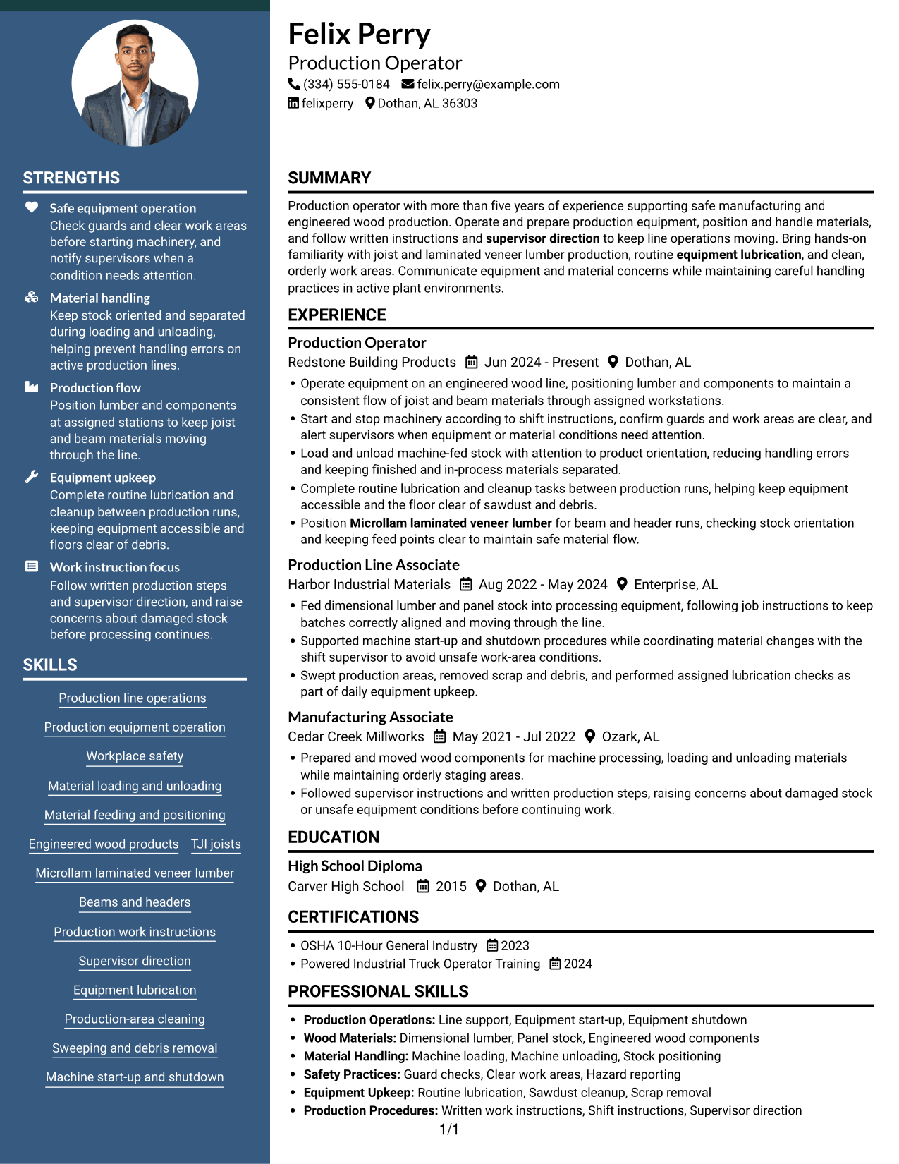 Resume example — page 1