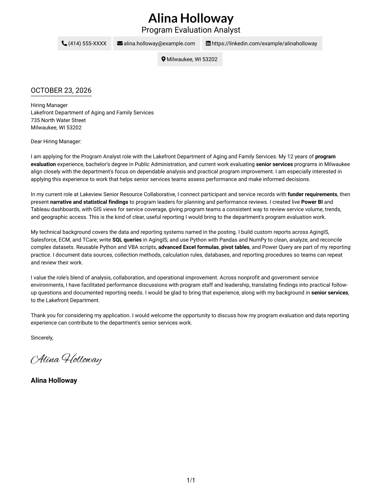 Cover letter example — page 1