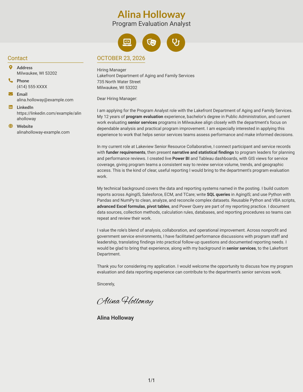 Cover letter example — page 1