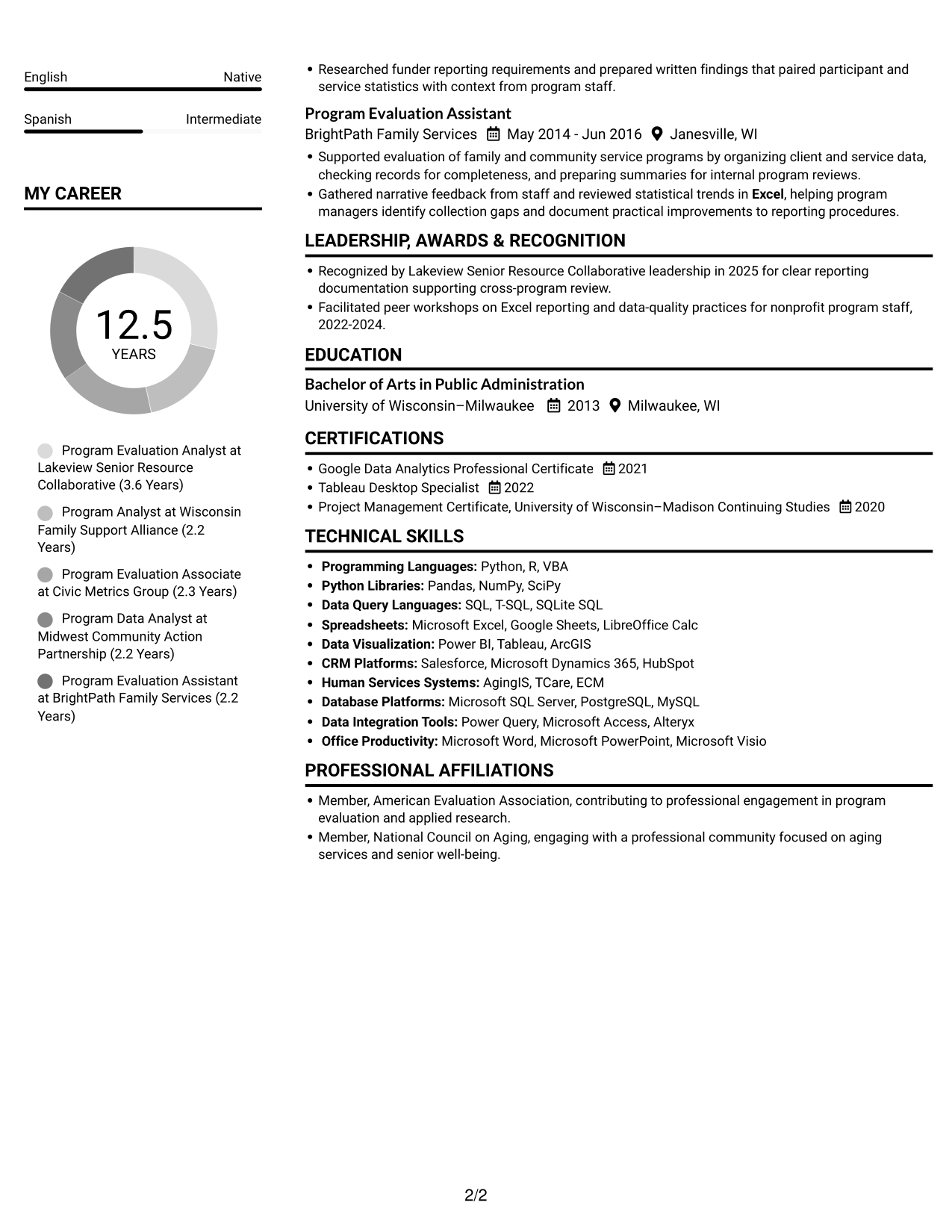 Resume example — page 2