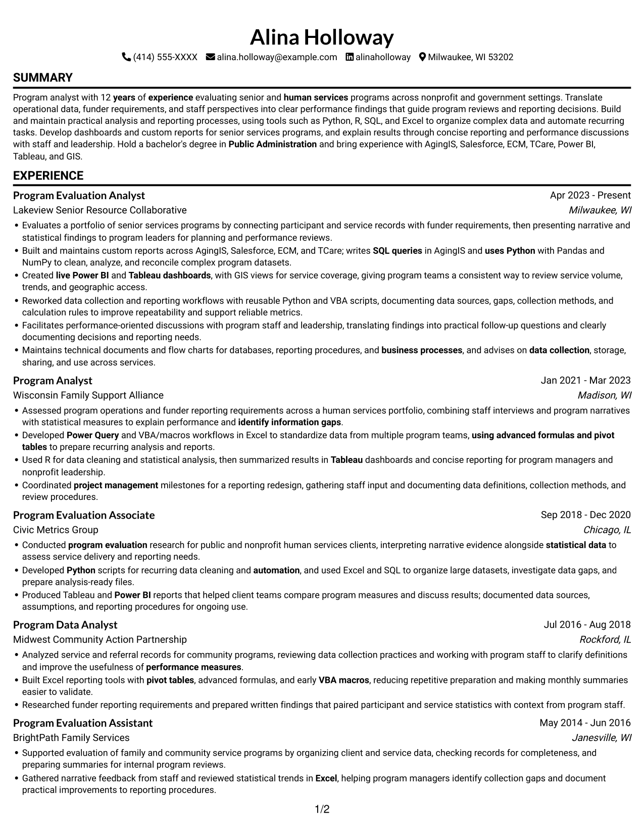 Resume example — page 1