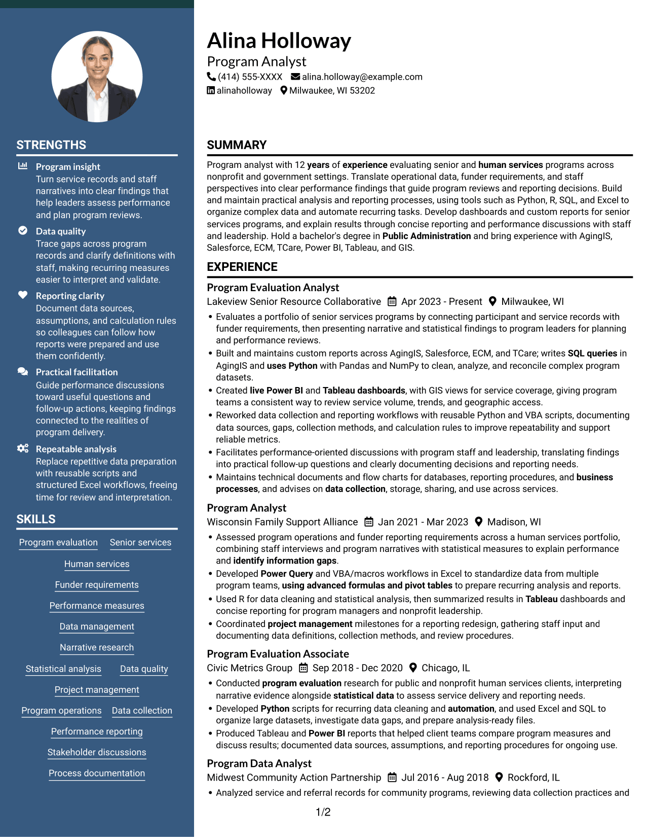 Resume example — page 1