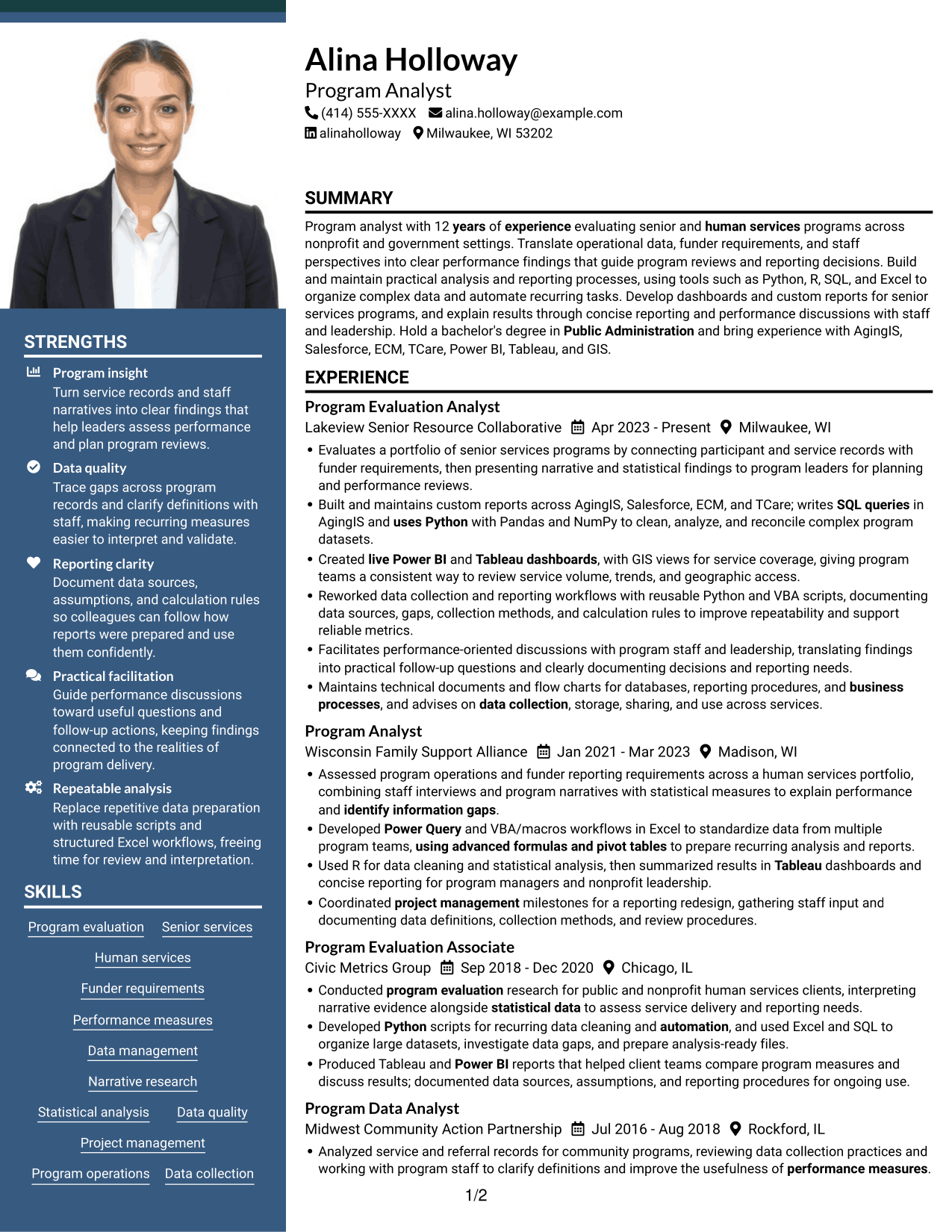 Resume example — page 1