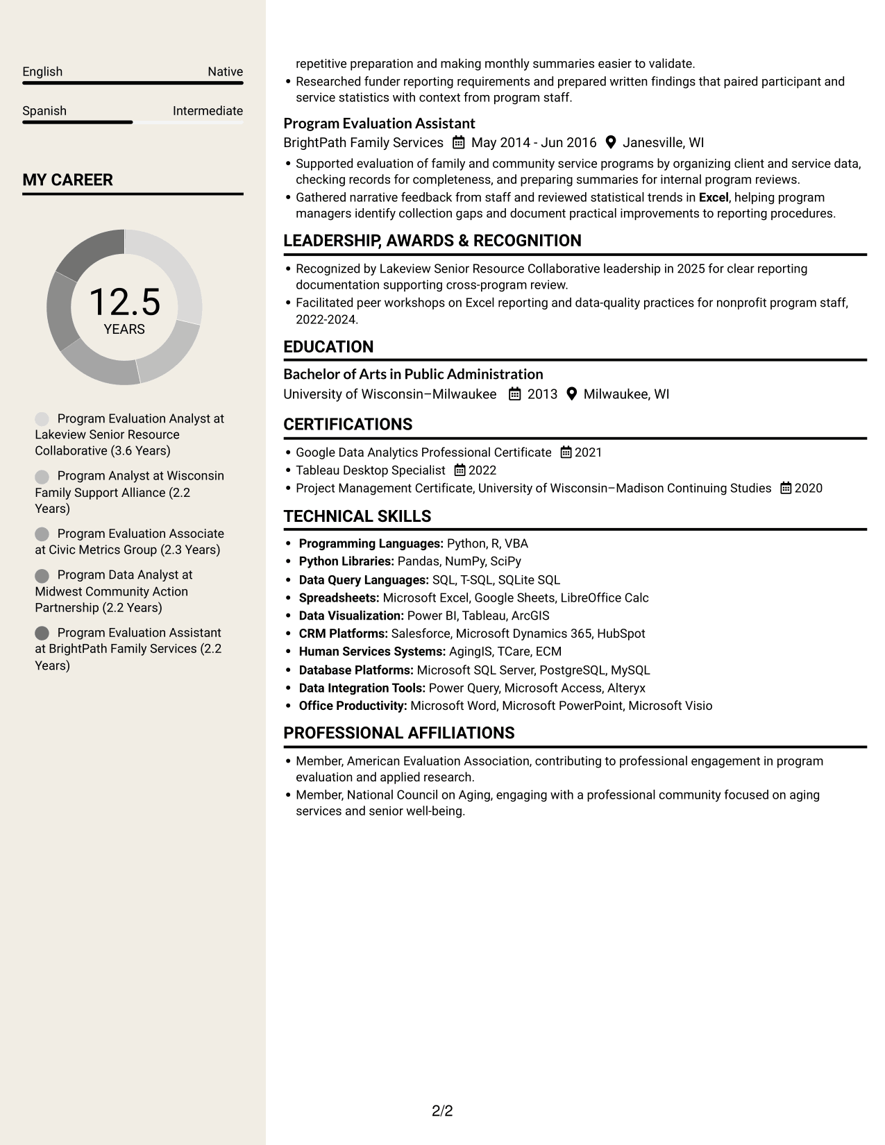 Resume example — page 2