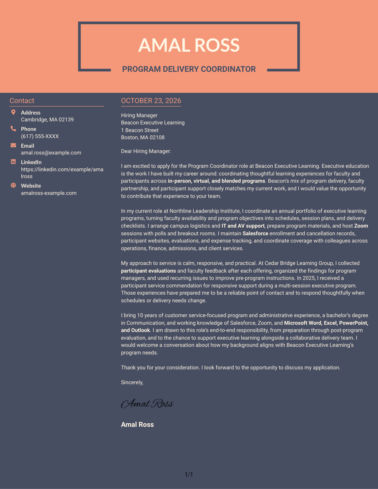 Cover letter example — page 1