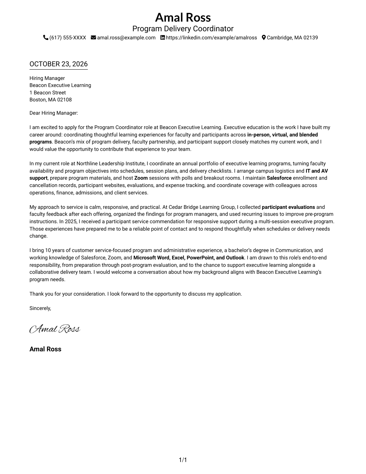 Cover letter example — page 1