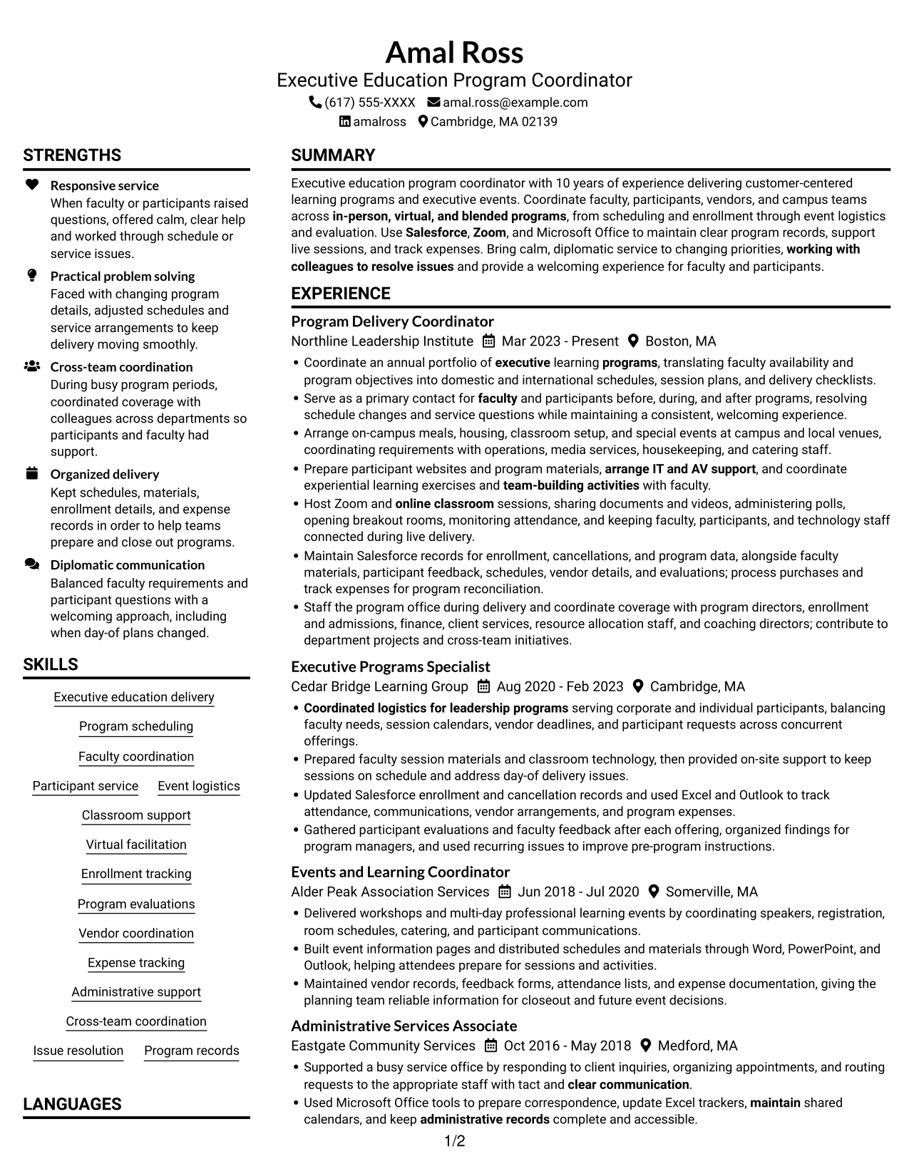 Resume example — page 1