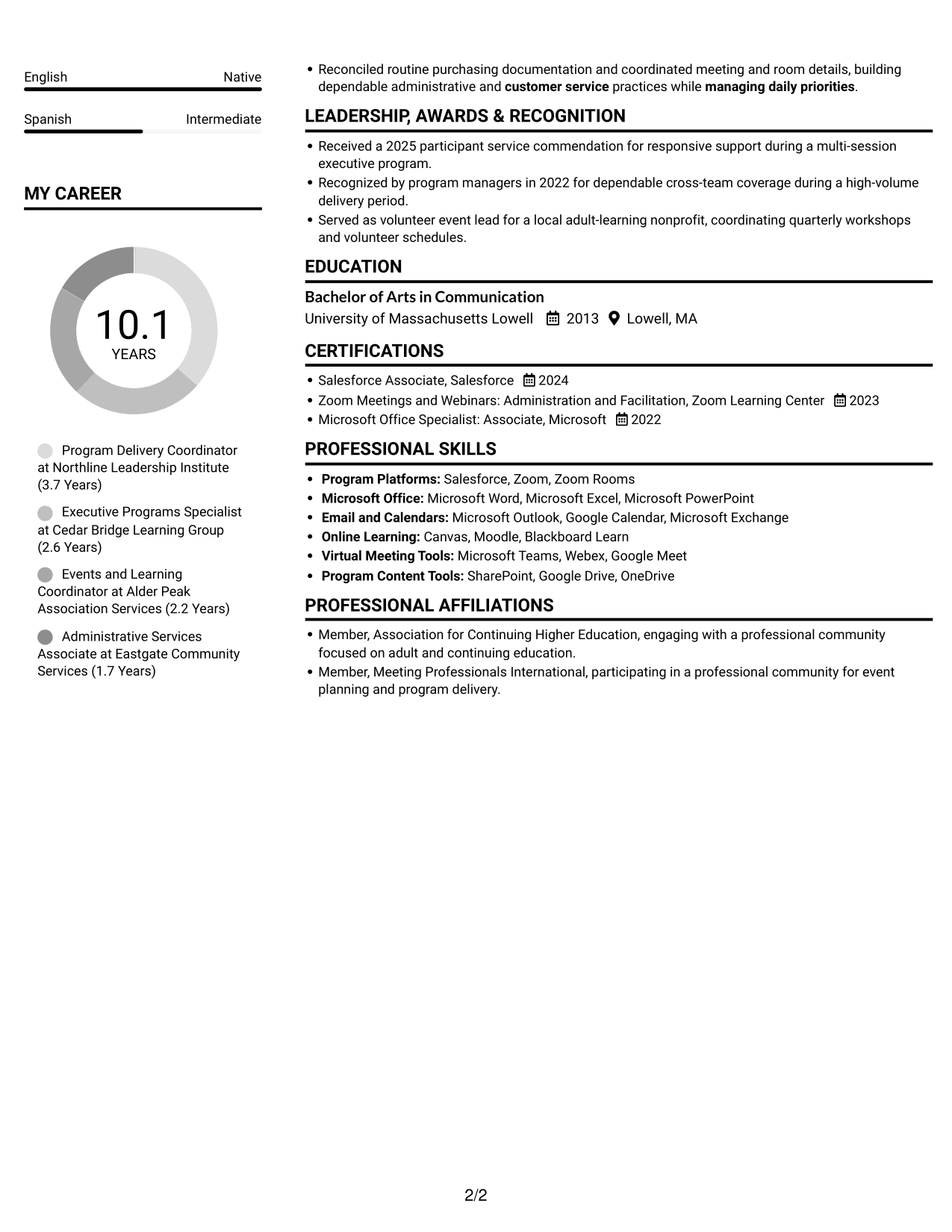 Resume example — page 2